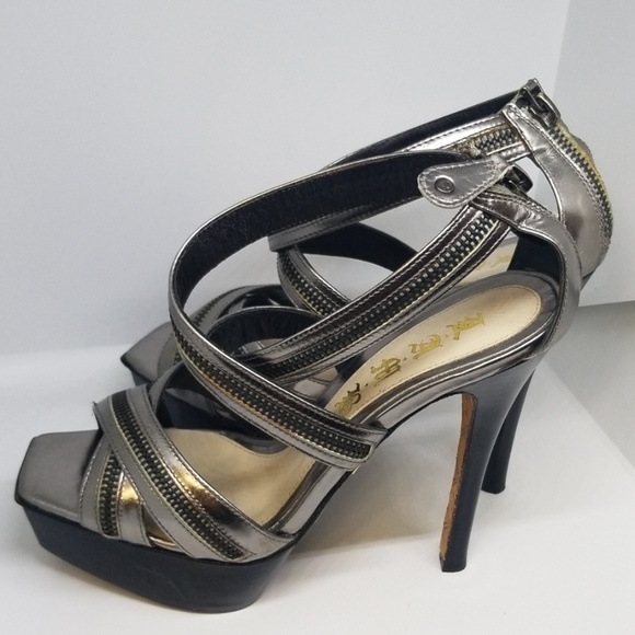 L.A.M.B pewter zip design sandals platform heel - Picture 4 of 8